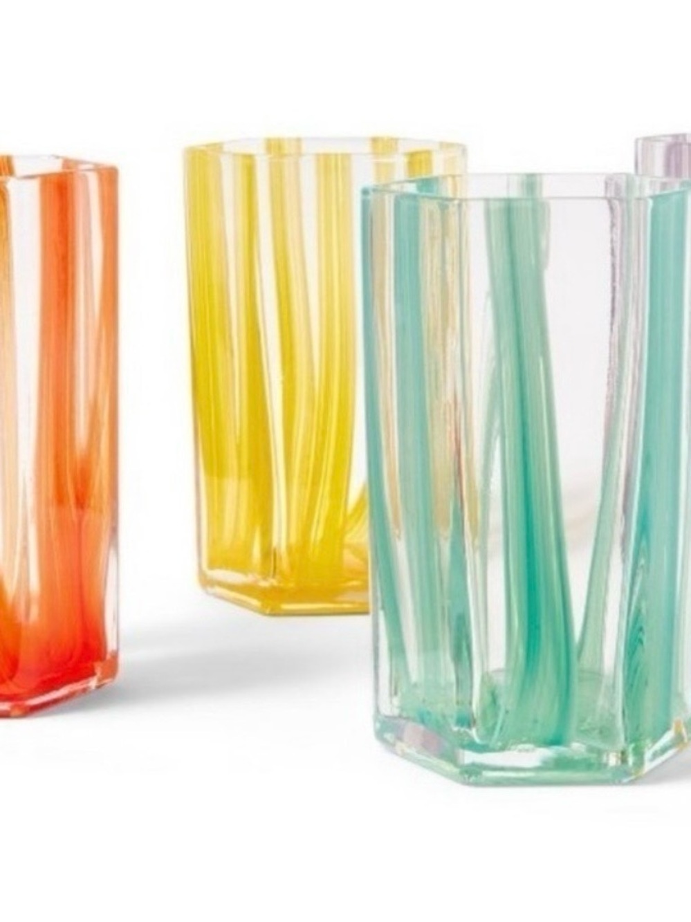 Set of Colorful Striped Glass Tumblers - Yellow, Teal, Orange-DVF for Target